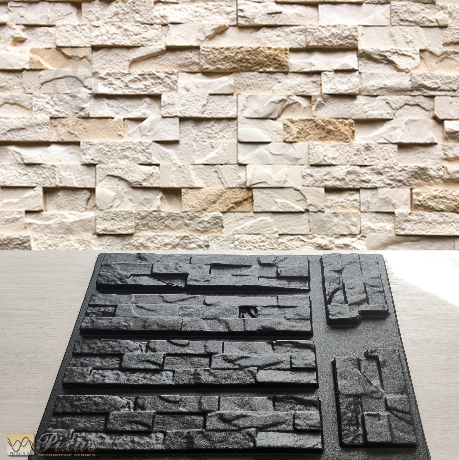 Set 6 Plastic Molds *VERONA* Wall Stone Form Plastic mold for Plaster Concrete 
